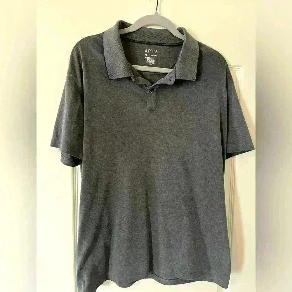 Apt. 9 Rich Gray Men’s Polo Shirt cotton/Polyester Blend XL